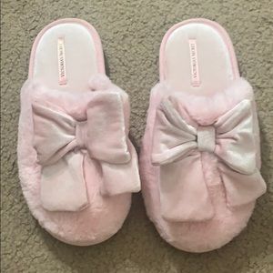 VS pink furry slippers